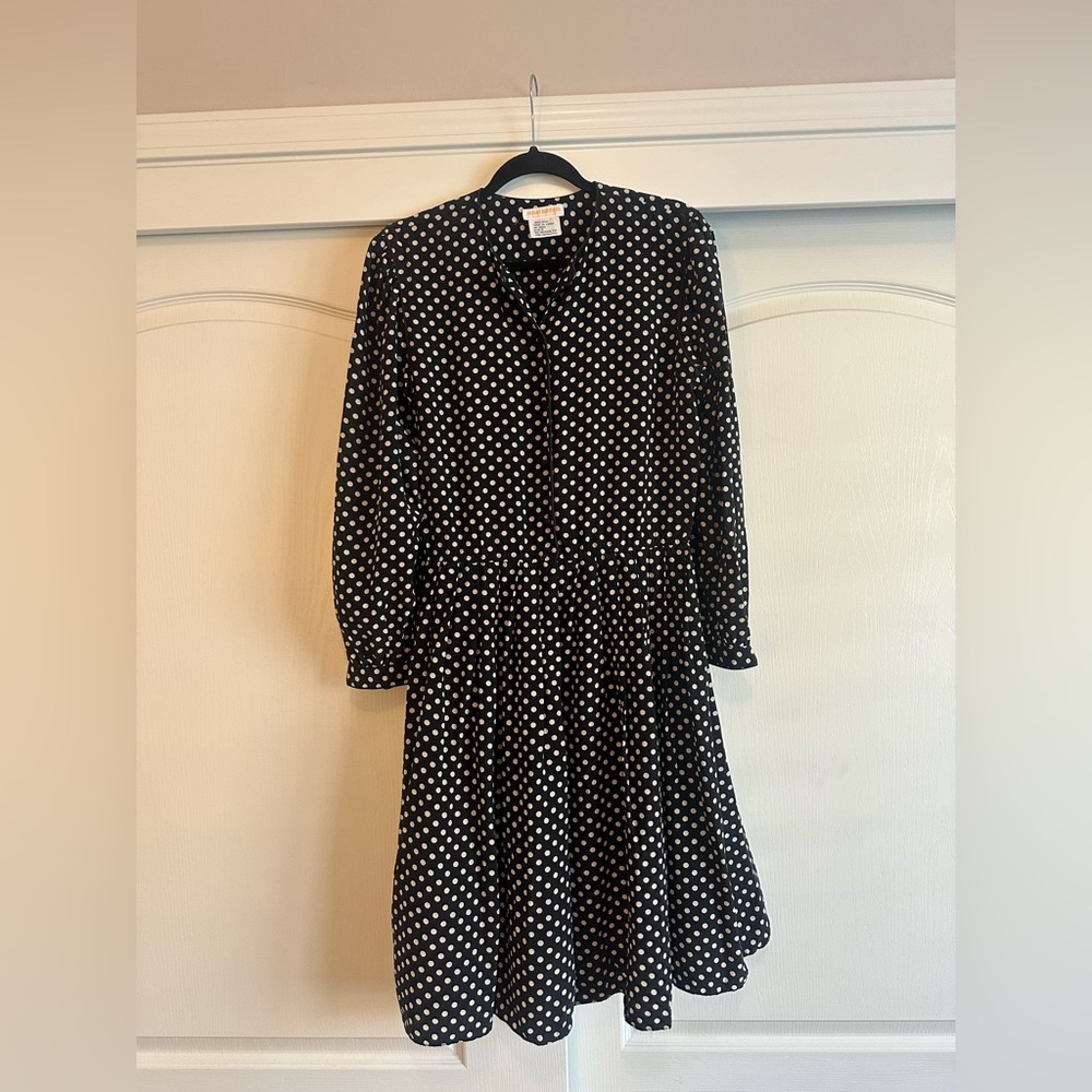 Brooks Brothers 100% Silk Polka Dot Long Sleeved Dress | Size 8